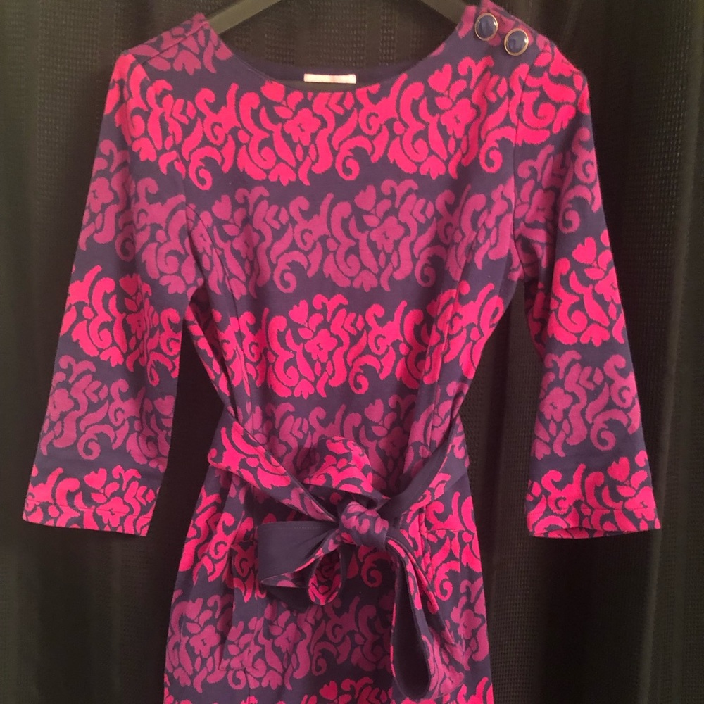 Lilly Pulitzer Pink Purple Navy Dress Size M